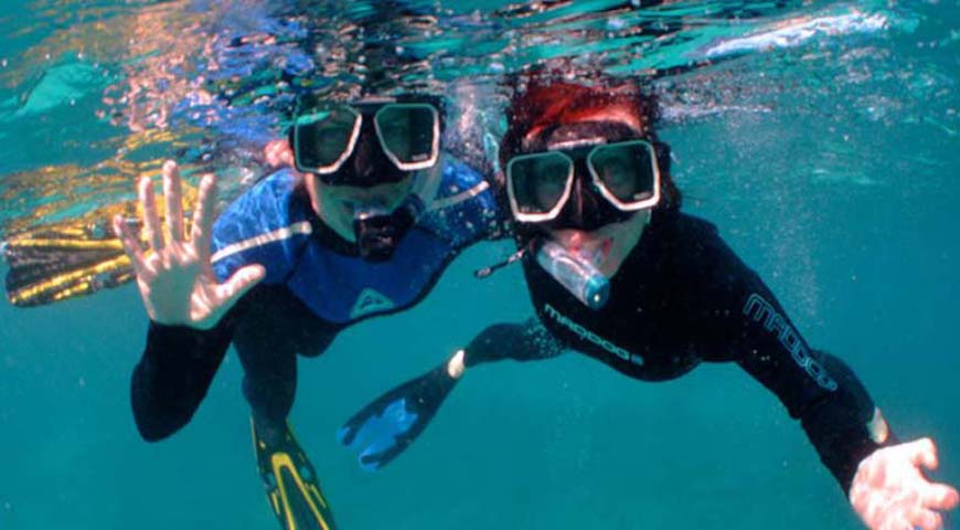 Andaman Lagoons - Popular Water Sports Activity or Adventure Activity Snorkeling at North Bay or Coral Island, Chidiya Tapu (Chidiya Tapu Beach, Munda Pahad Beach), Rutland Island, Mahatma Gandhi Marine National Park (Jolly Buoy Island, Red Skin Island) at Port Blair, Elephant Beach at Havelock Island, Bharatpur Beach at Neil Island, Ross and Smith Islands at Diglipur (North and Middle Andaman) in Andaman Islands