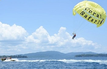 Andaman Lagoons - Popular Water Sports Activity or Adventure Activity Parasailing at Corbyn's Cove Beach at Port Blair in Andaman Islands